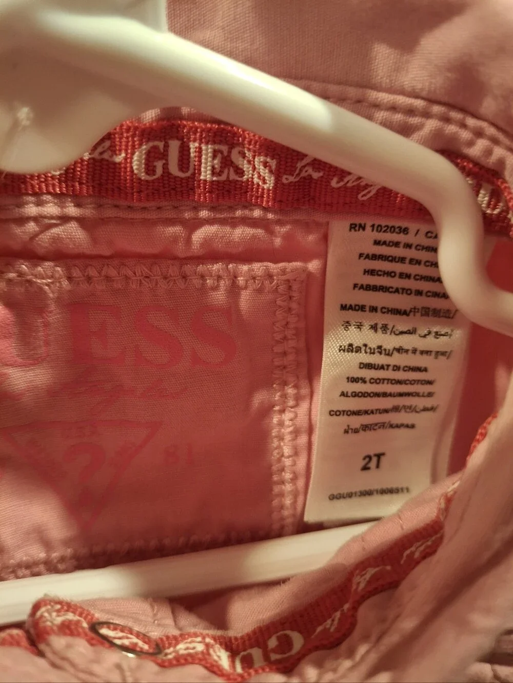 GUESS Girls' Light Pink Button-Front Ruffle Shirt Dress